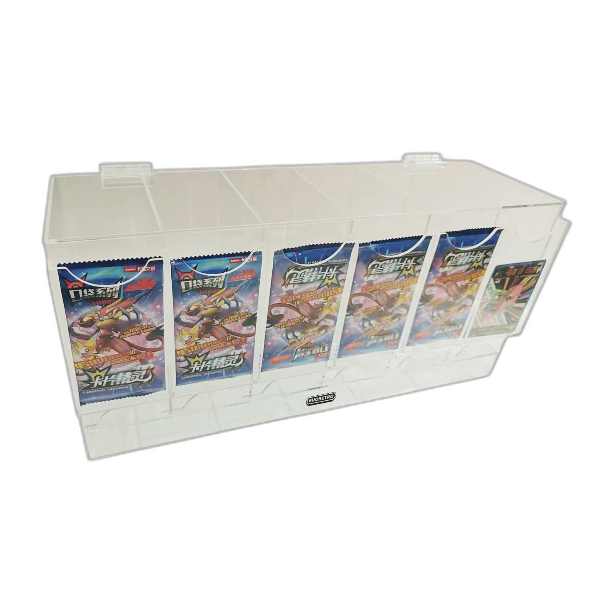 EVORETRO Acrylic Display Stand for Booster DispenserPacks – Retail Counter Unit with Top Shelf